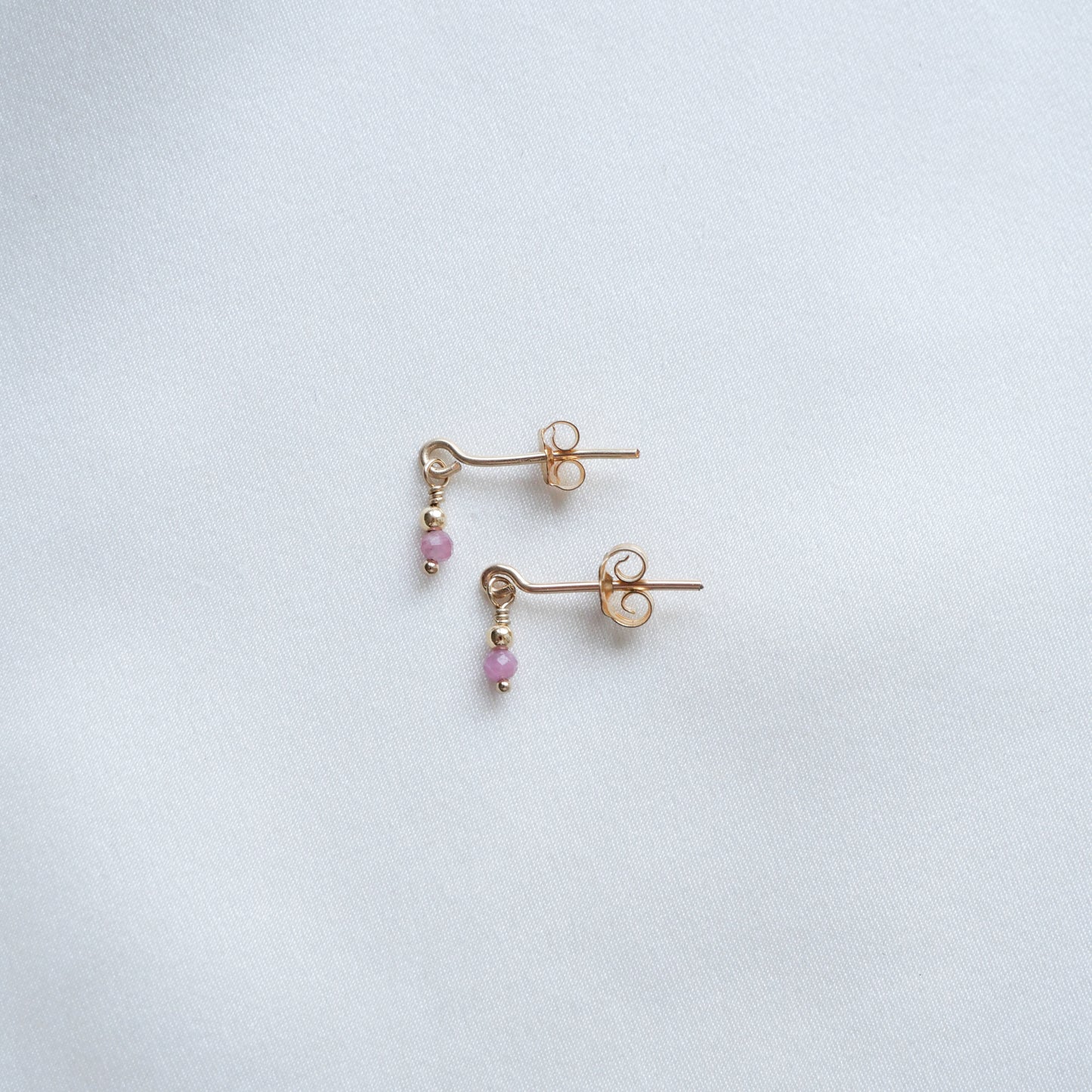 Boucles d'oreilles puces Nicole - Tourmaline rose