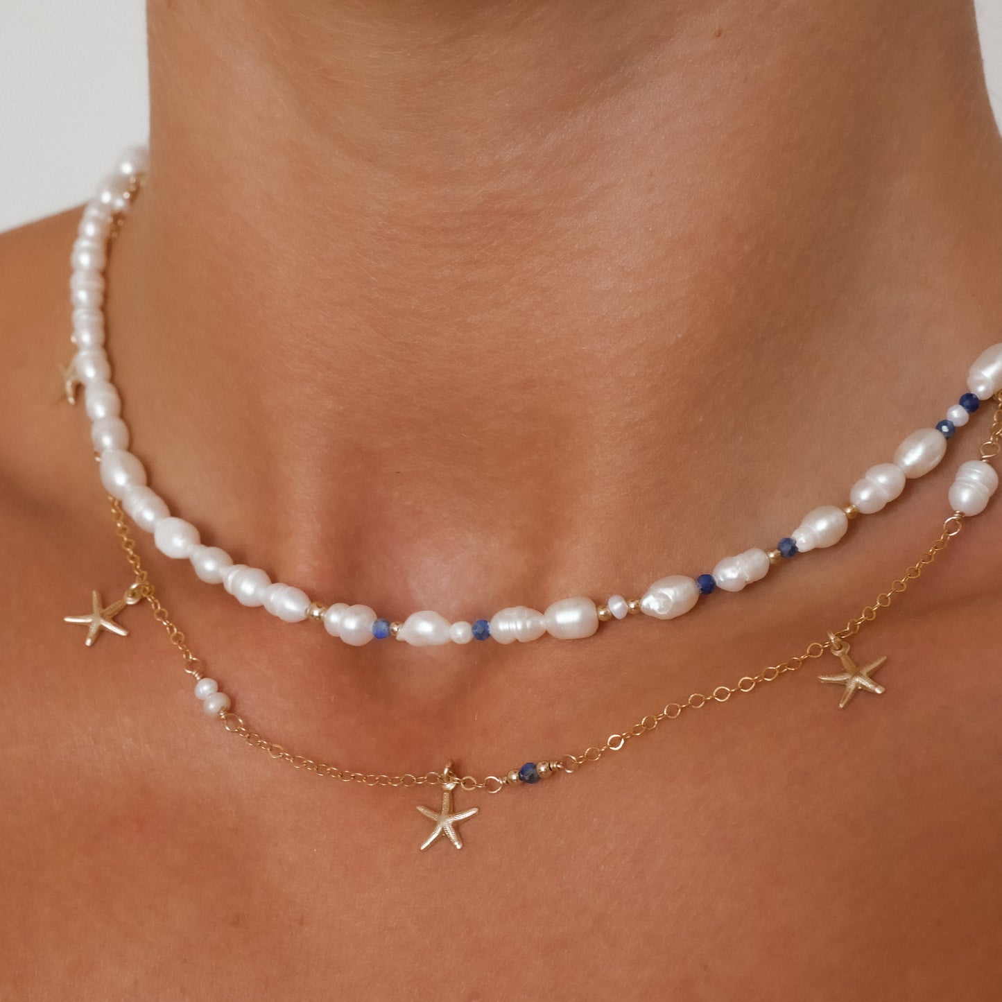 Chocker Antibes - Perles de culture, lapis lazuli