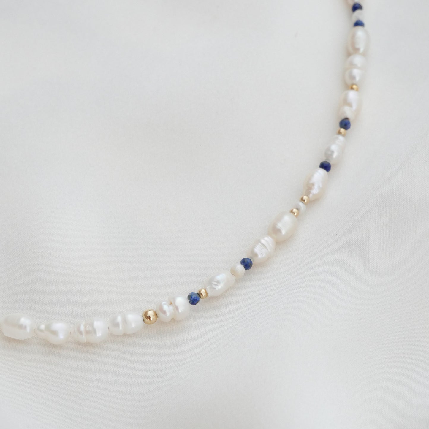 Chocker Antibes - Perles de culture, lapis lazuli