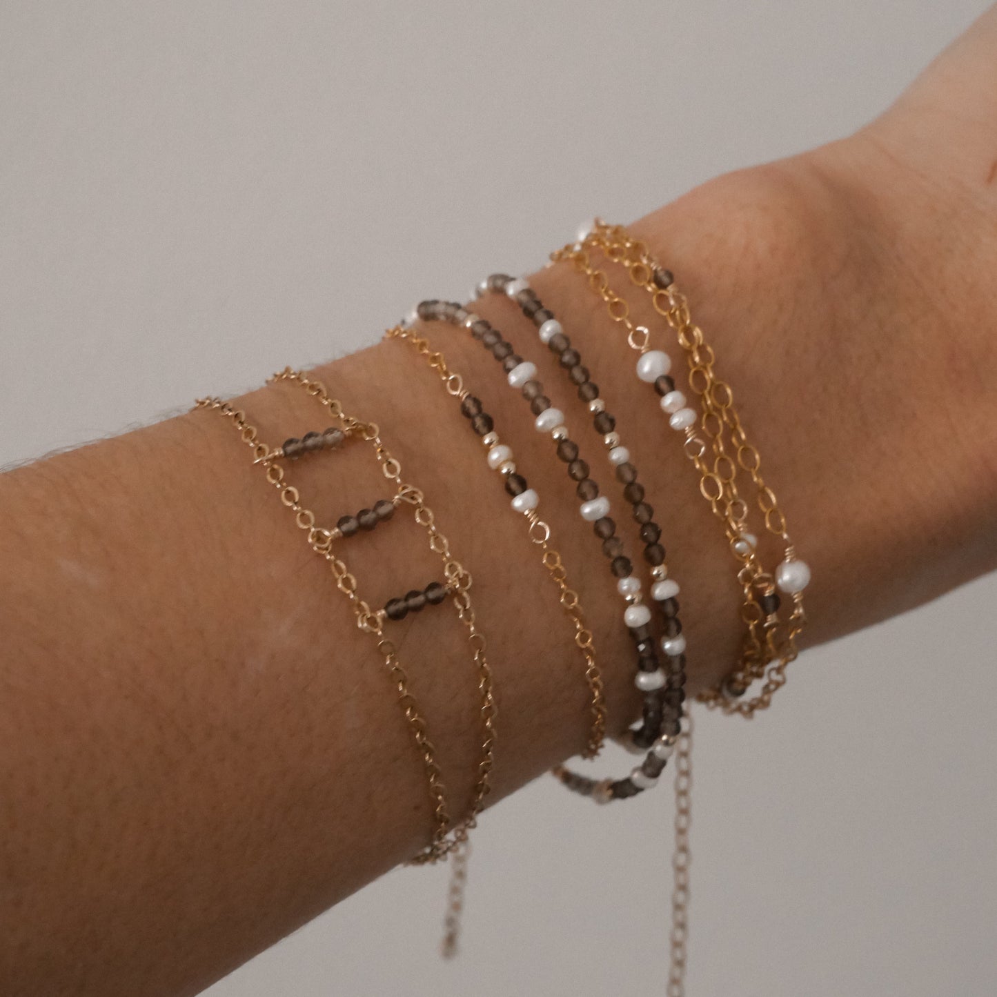 Collier-double bracelet Monique - Quartz fumé