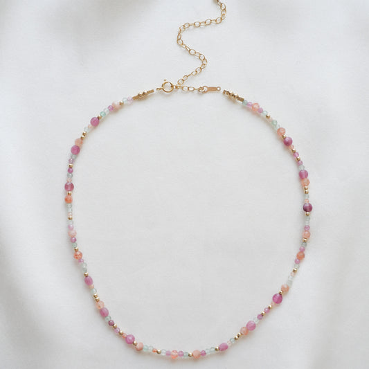 Collier double bracelet Frida - Aventurine, tourmaline, gold sun