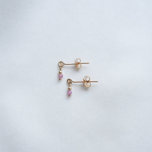 Boucles d'oreilles puces Nicole - Tourmaline rose