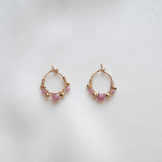 Mini créoles Voneta - Tourmaline rose