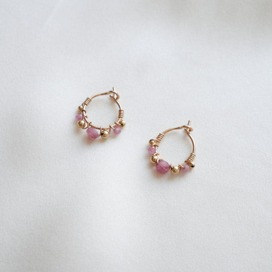 Mini créoles Voneta - Tourmaline rose