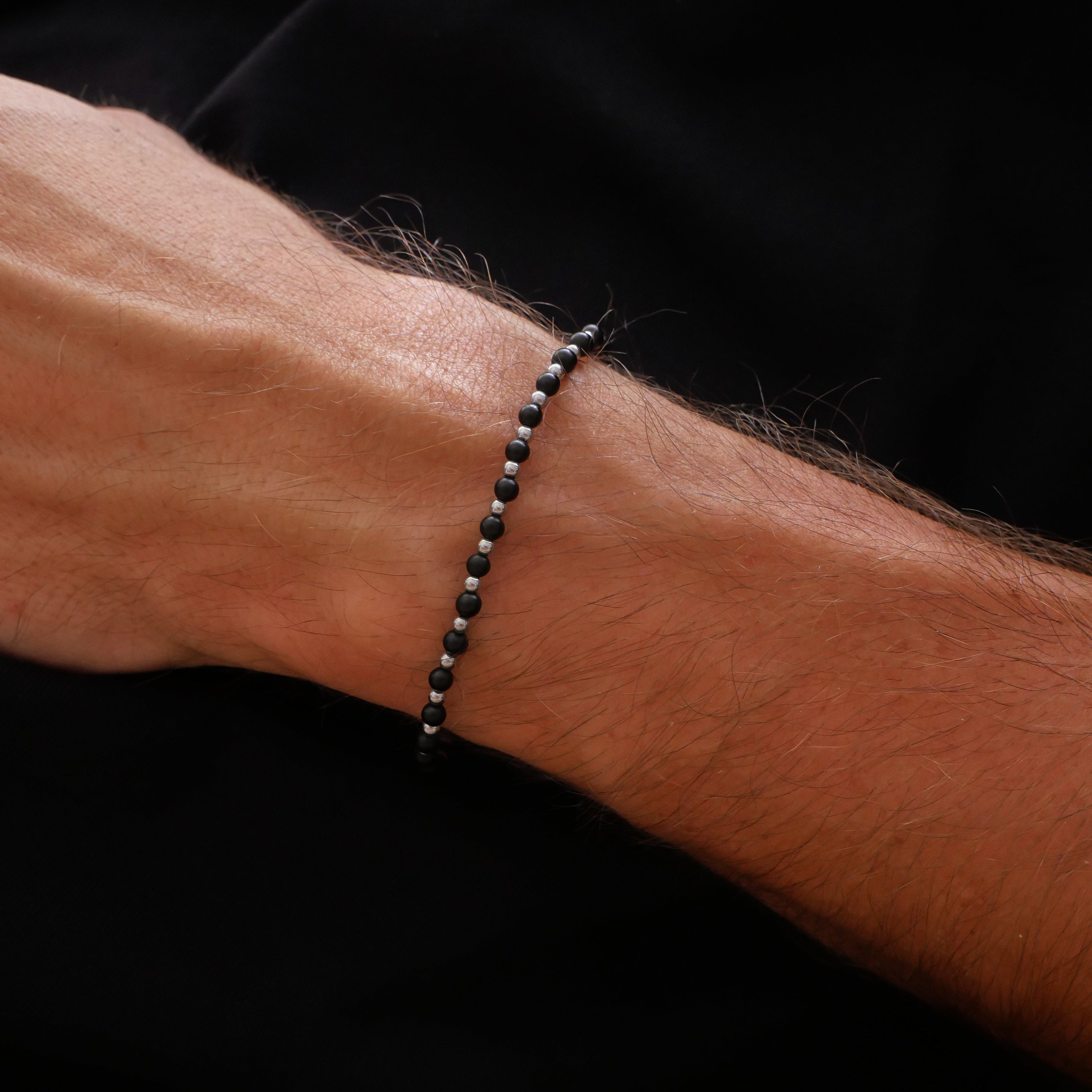 Bracelet homme Barnabé - Onyx, hématite silver