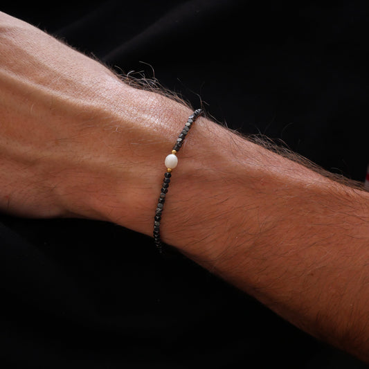 Bracelet homme Marcel - Onyx, hématite, perle de culture