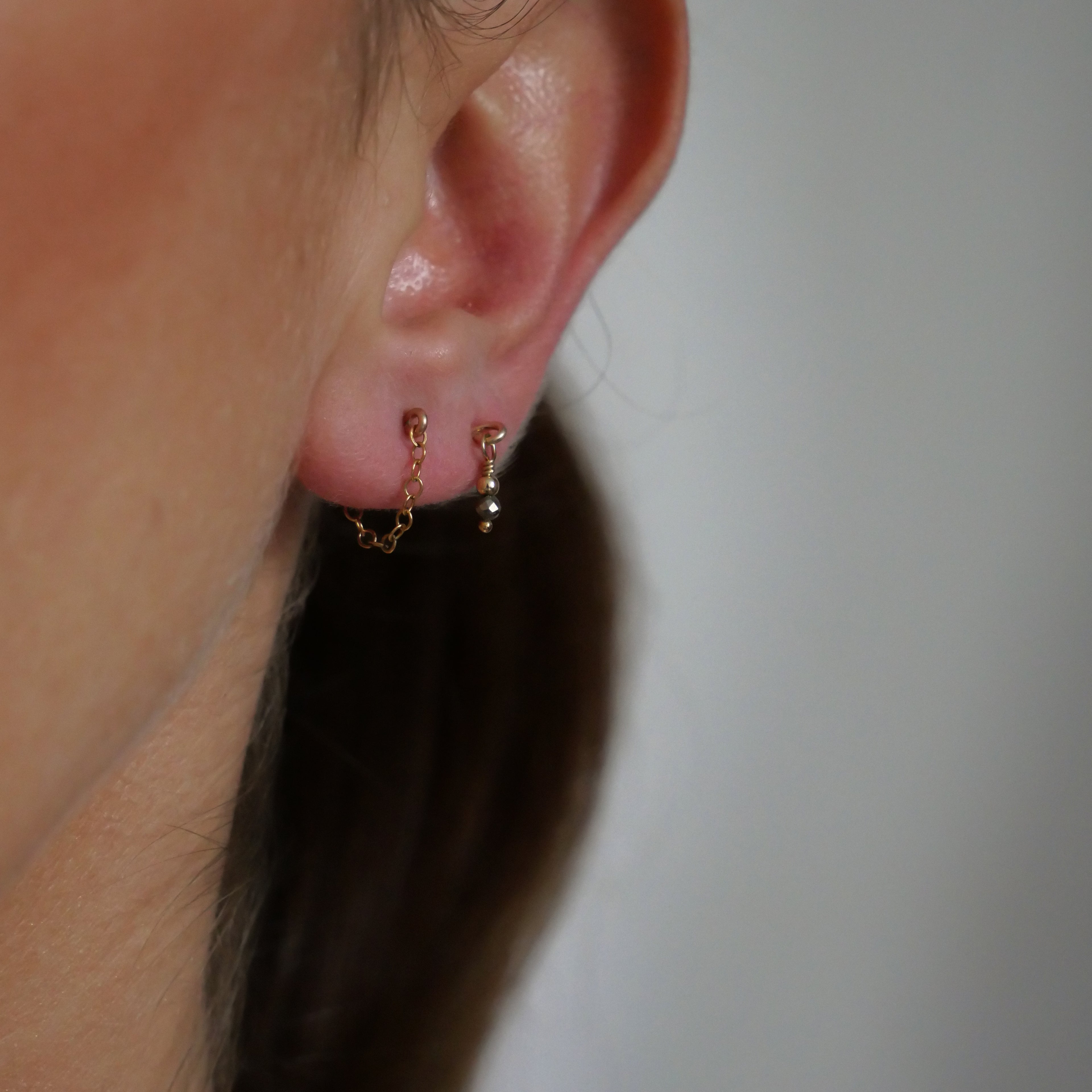 Boucles d'oreilles puces Nicole - Pyrite