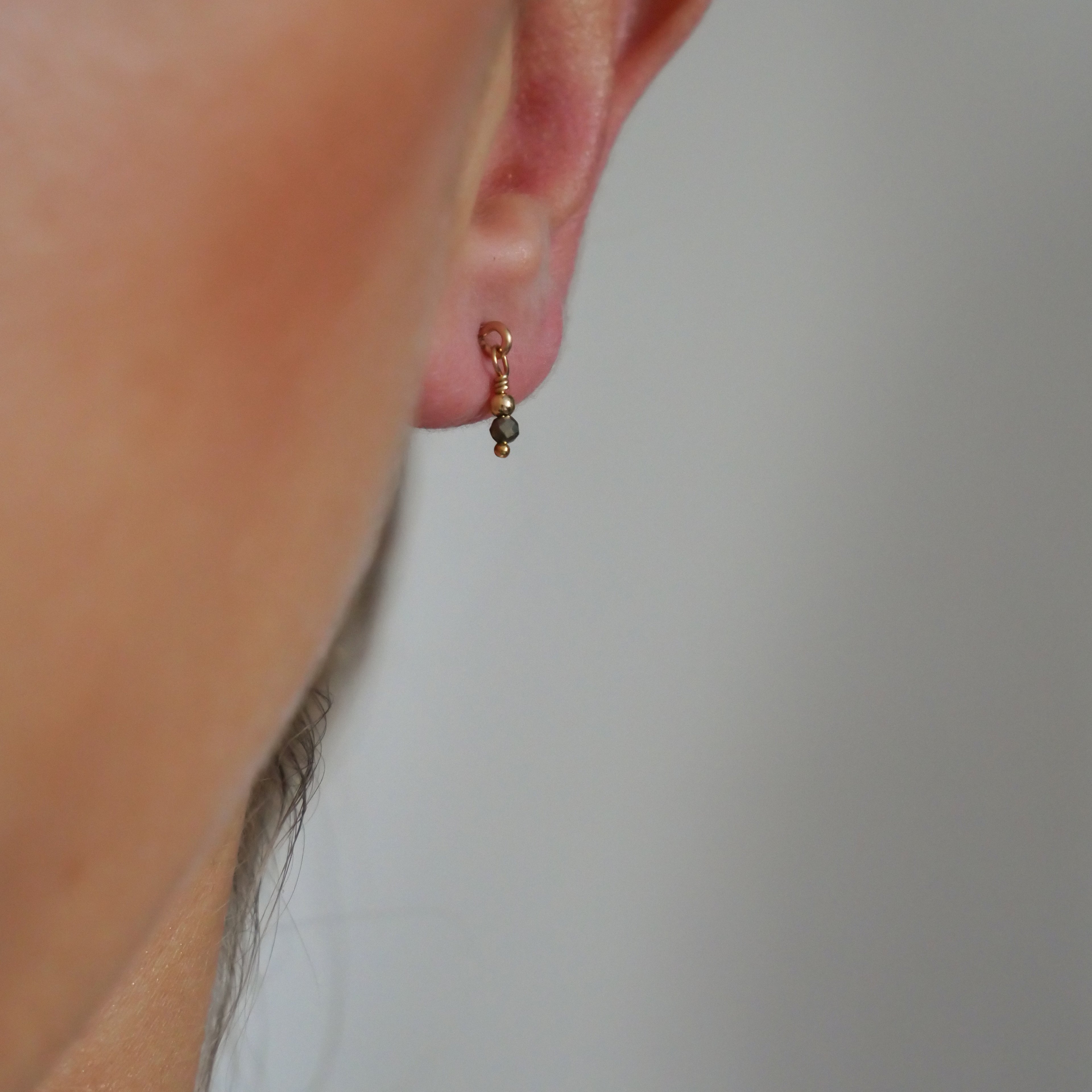 Boucles d'oreilles puces Nicole - Pyrite