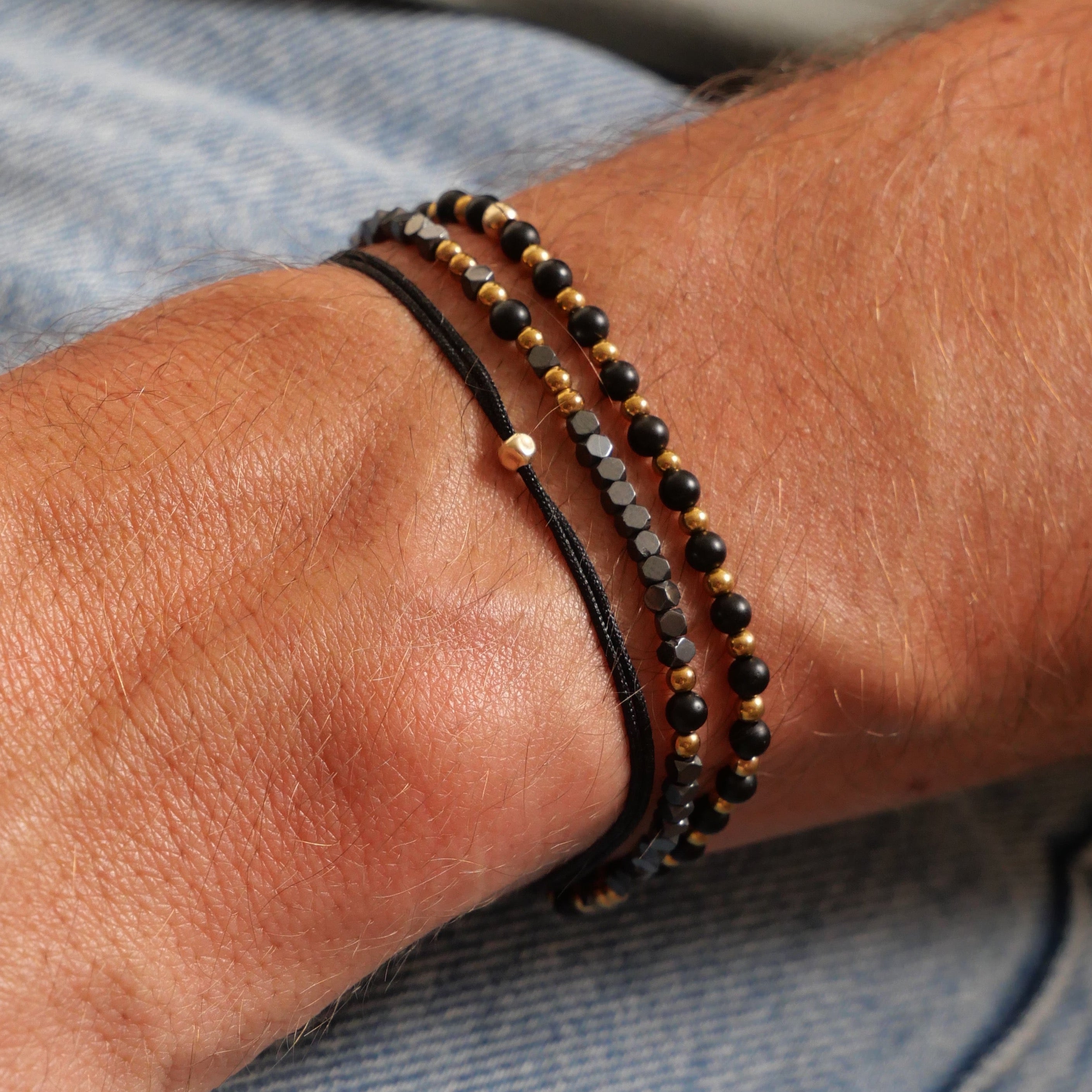 Bracelet cordon homme Octave - pépite Gold Filled 14K