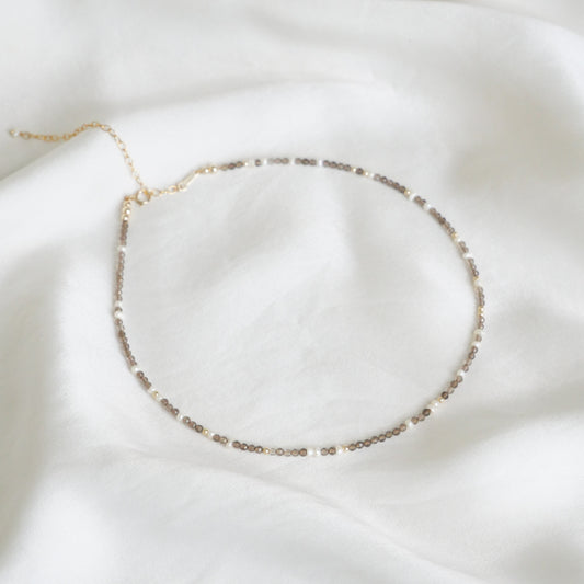 Collier-double bracelet Monique - Quartz fumé