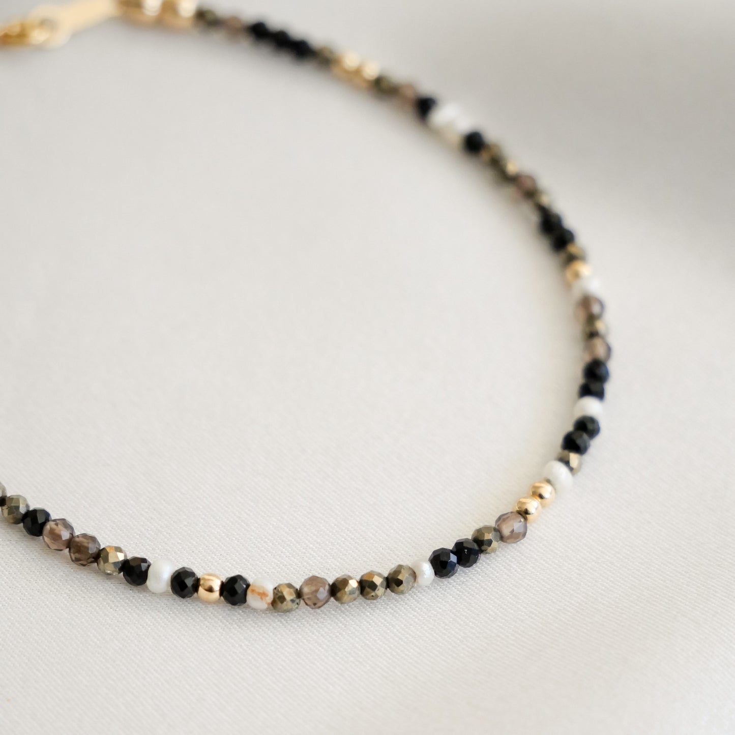 Bracelet Elia - Onyx, Quartz, Pyrite